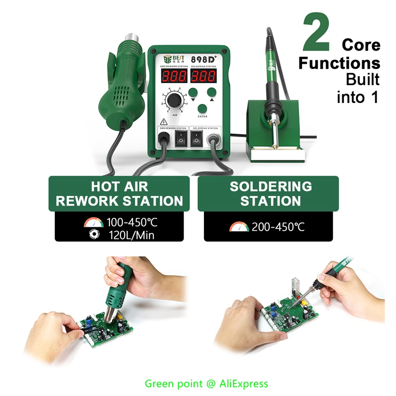 BST-898D + pantalla LED 2 en 1 - Smd Rework Station Hot Air Soldering 2 In 1 reseña y precio