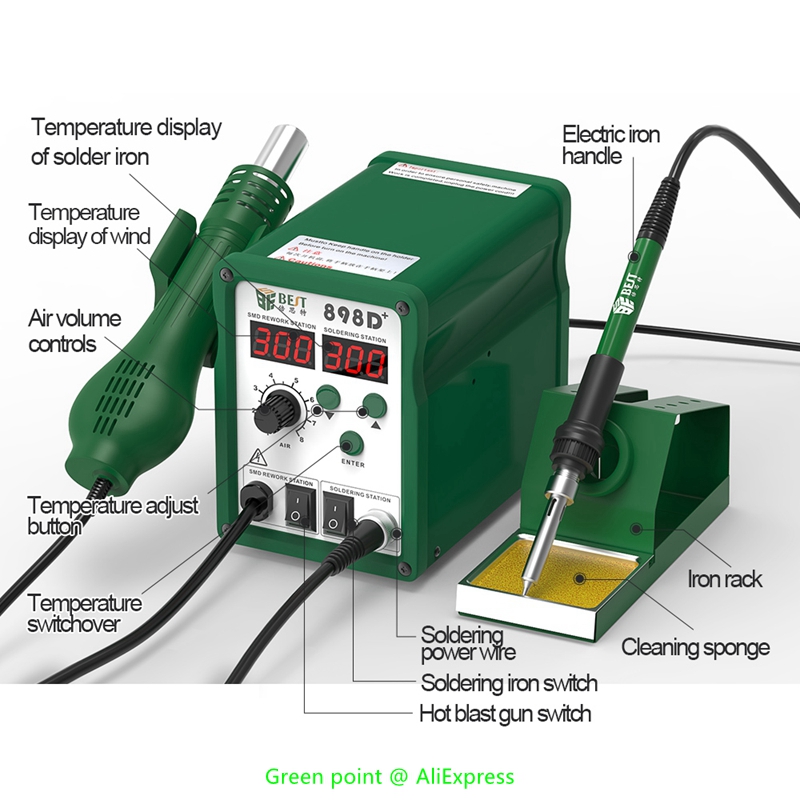 BST-898D + pantalla LED 2 en 1 - Smd Rework Station Hot Air Soldering 2 In 1 reseña y precio